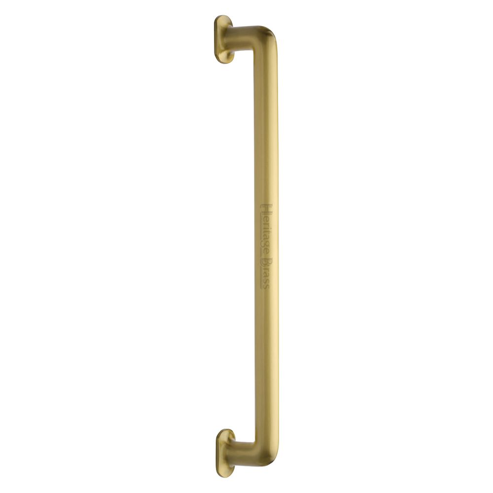 This is an image of a Heritage Brass - Door Pull Handle Traditional Design 482mm Satin Brass Finish, v1376-482-sb that is available to order from T.H Wiggans Ironmongery in Kendal.