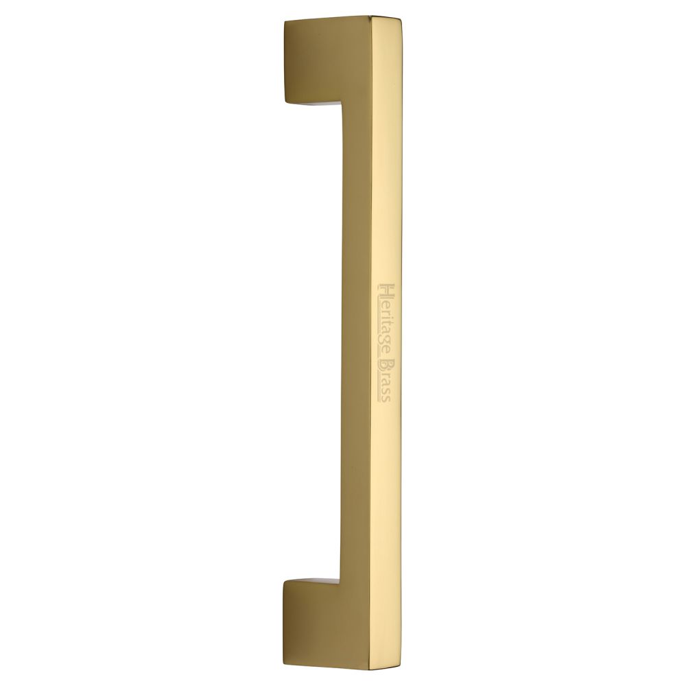 This is an image of a Heritage Brass - Door Pull Handle Urban Design 305mm Polished Brass Finish, v1390-305-pb that is available to order from T.H Wiggans Ironmongery in Kendal.