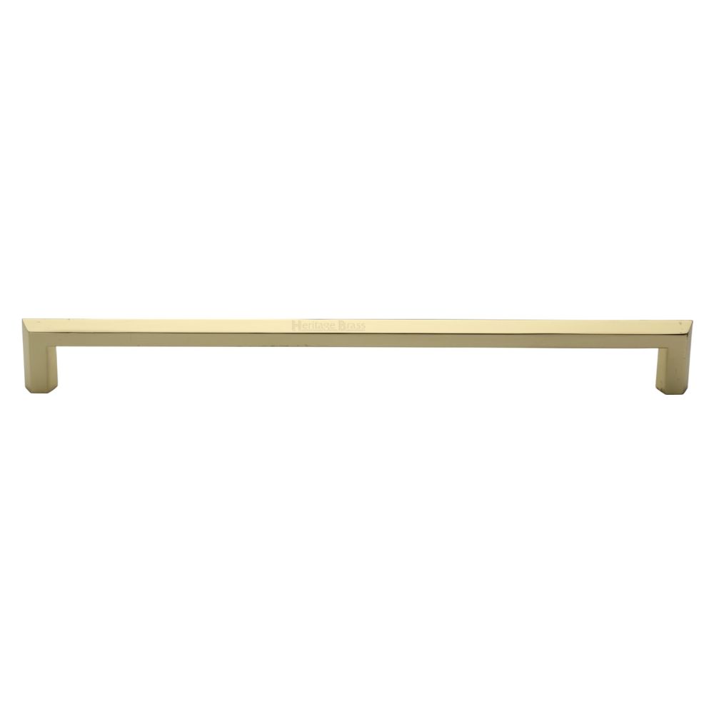 This is an image of a Heritage Brass - Door Pull Handle Hexagonal Design 480mm Polished Brass Finish, v1473-480-pb that is available to order from T.H Wiggans Ironmongery in Kendal.