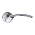 This is an image of a Heritage Brass - Door Handle Lever Latch on Round Rose Volo Design Satin Chrome finish, v1950-sc that is available to order from T.H Wiggans Ironmongery in Kendal.