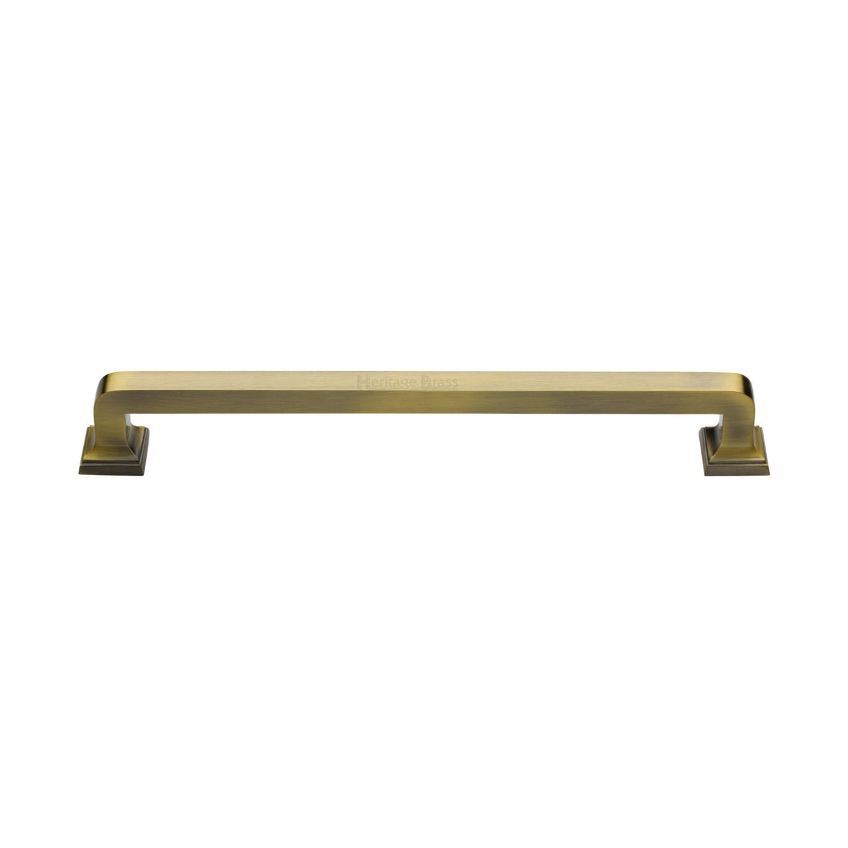 This is an image of a Heritage Brass - Door Pull Handle Square Vintage Design 338mm Antique Brass Finish, v1964-338-at that is available to order from T.H Wiggans Ironmongery in Kendal.