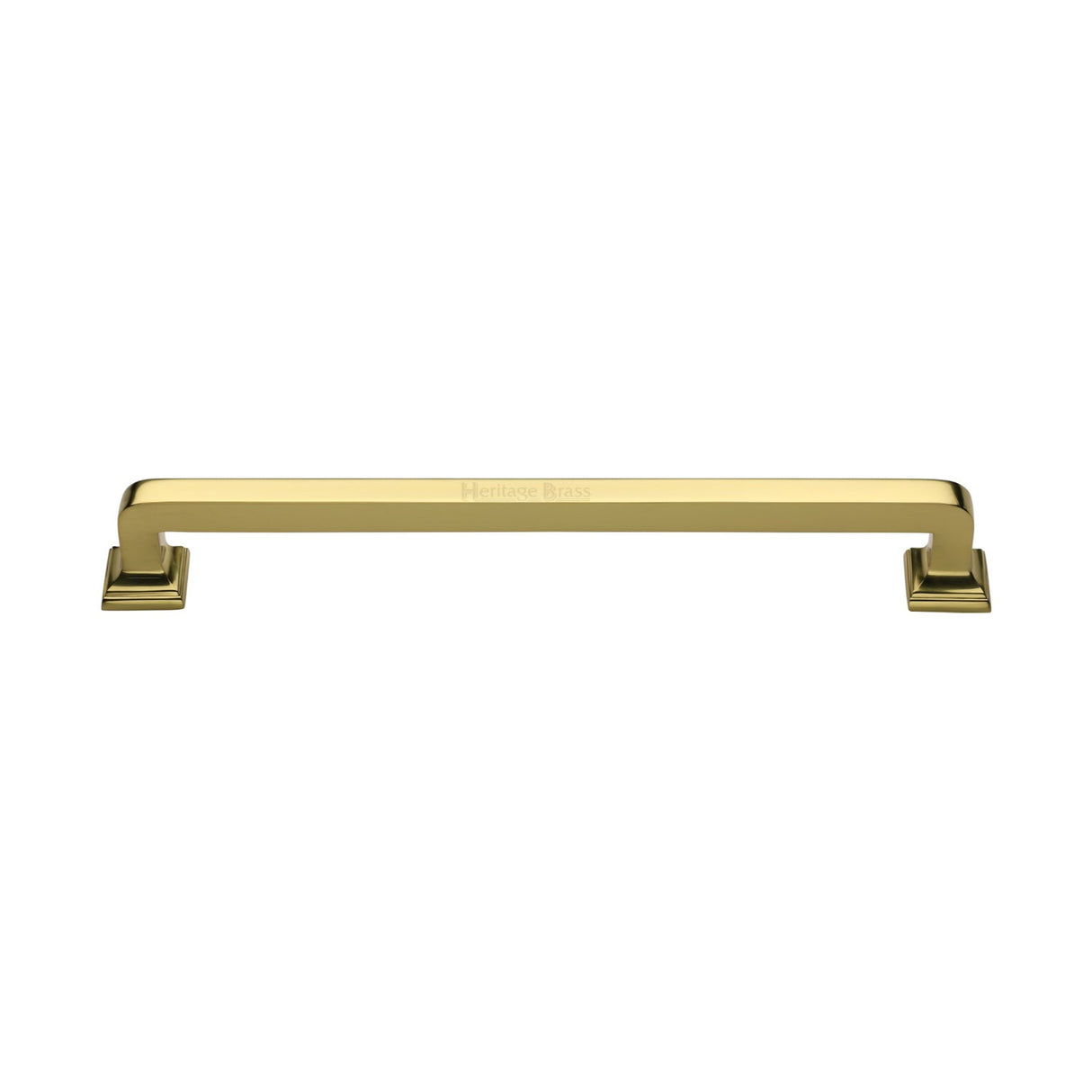 This is an image of a Heritage Brass - Door Pull Handle Square Vintage Design 338mm Polished Brass Finish, v1964-338-pb that is available to order from T.H Wiggans Ironmongery in Kendal.