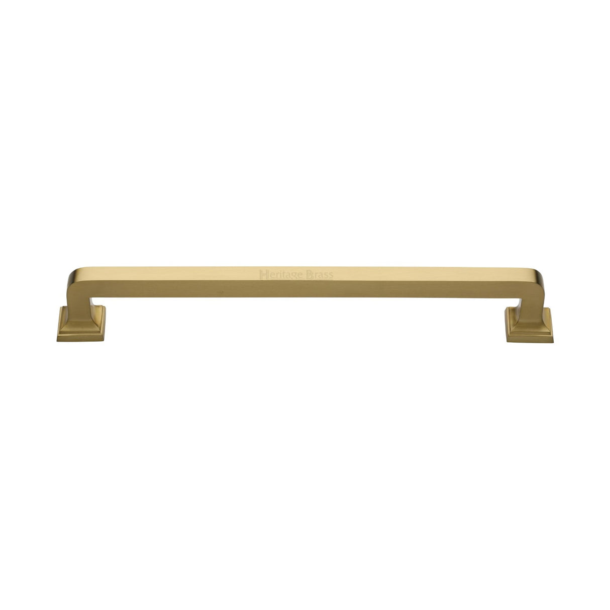 This is an image of a Heritage Brass - Door Pull Handle Square Vintage Design 338mm Satin Brass Finish, v1964-338-sb that is available to order from T.H Wiggans Ironmongery in Kendal.