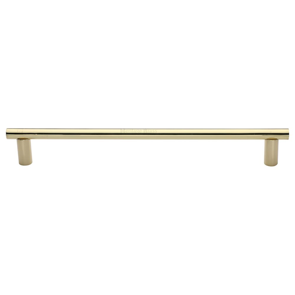 This is an image of a Heritage Brass - Door Pull Handle 19mm Round Bar Design 489mm Polished Brass Finish, v2059-489-pb that is available to order from T.H Wiggans Ironmongery in Kendal.