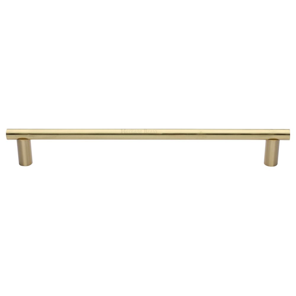 This is an image of a Heritage Brass - Door Pull Handle 19mm Round Bar Design 489mm Satin Brass Finish, v2059-489-sb that is available to order from T.H Wiggans Ironmongery in Kendal.