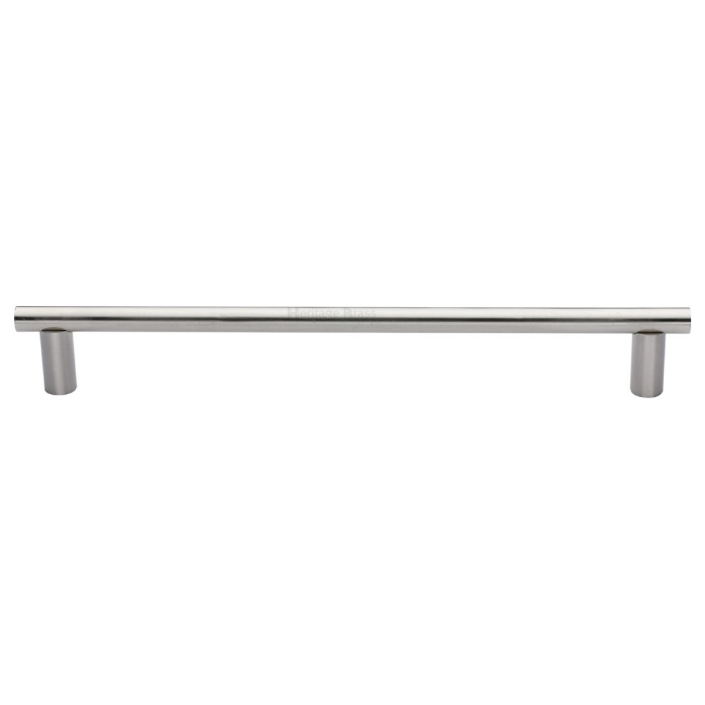 This is an image of a Heritage Brass - Door Pull Handle 19mm Round Bar Design 489mm Satin Nickel Finish, v2059-489-sn that is available to order from T.H Wiggans Ironmongery in Kendal.