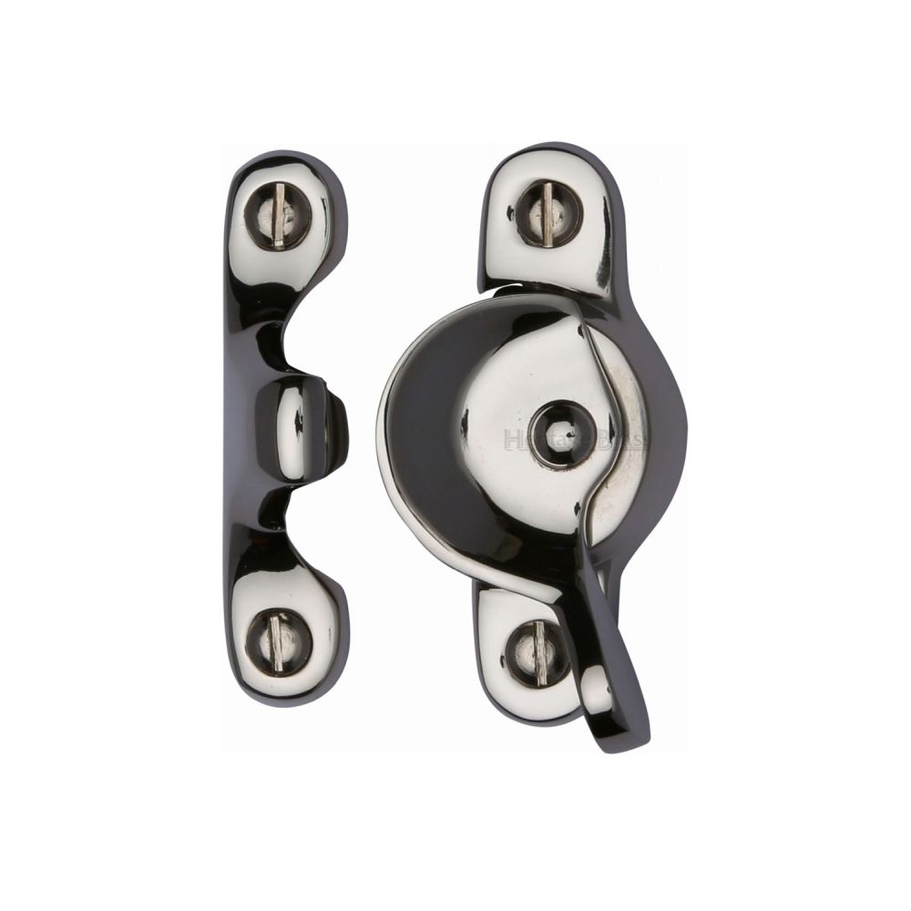 This is an image of a Heritage Brass - Fitch Pattern Sash Fastener Polished Nickel Finish, v2060-pnf that is available to order from T.H Wiggans Ironmongery in Kendal.