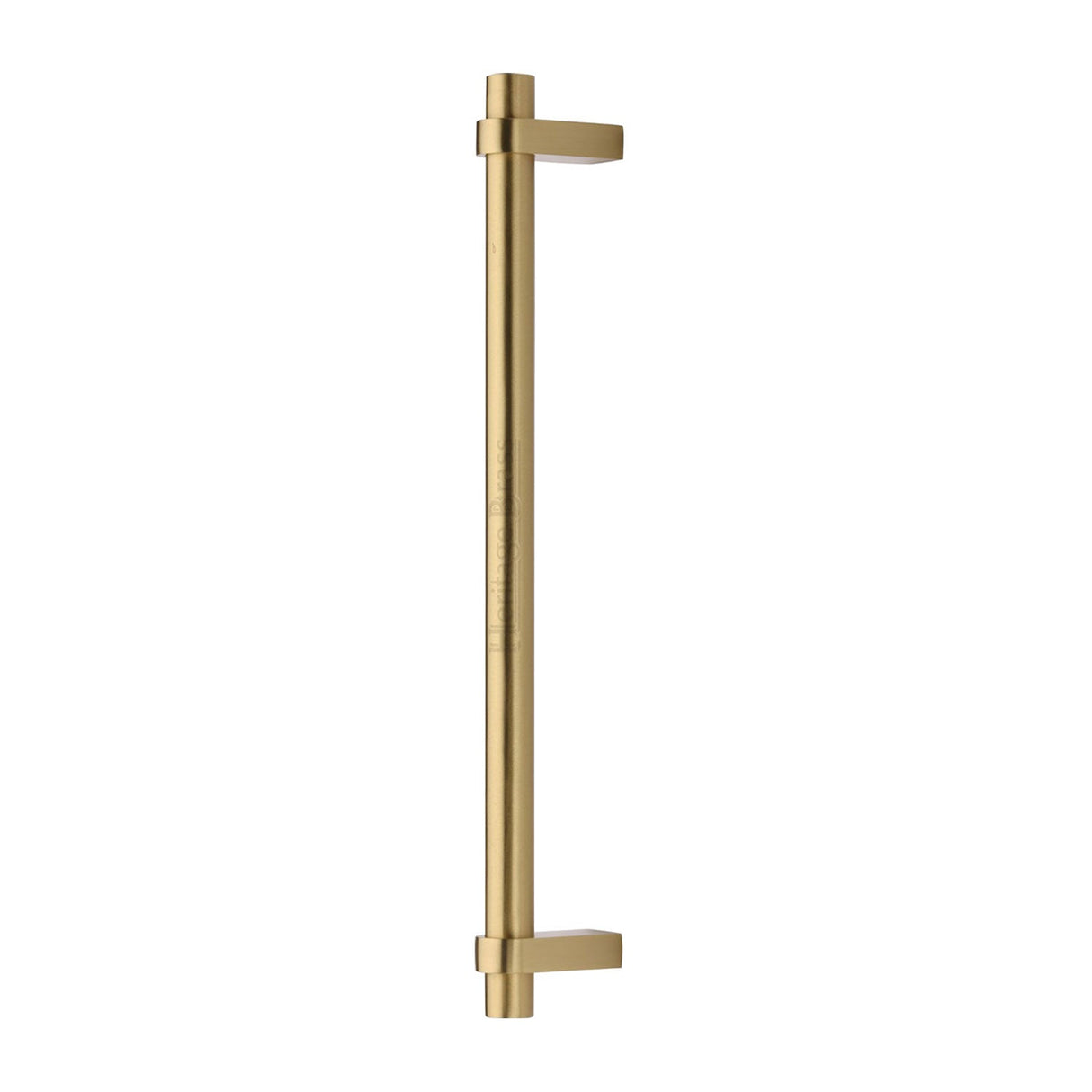 This is an image of a Heritage Brass - Door Pull Handle Industrial Design 353mm Satin Brass Finish, v2485-353-sb that is available to order from T.H Wiggans Ironmongery in Kendal.