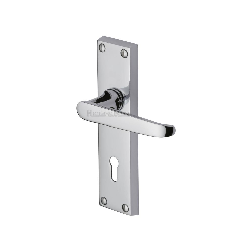 This is an image of a Heritage Brass - Door Handle Lever Lock Victoria Design Polished Chrome Finish, v3900-pc that is available to order from T.H Wiggans Ironmongery in Kendal.