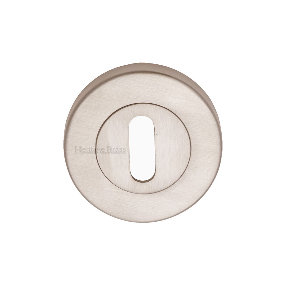 This is an image of a Heritage Brass - Key Escutcheon Satin Nickel Finish, v4000-sn that is available to order from T.H Wiggans Ironmongery in Kendal.