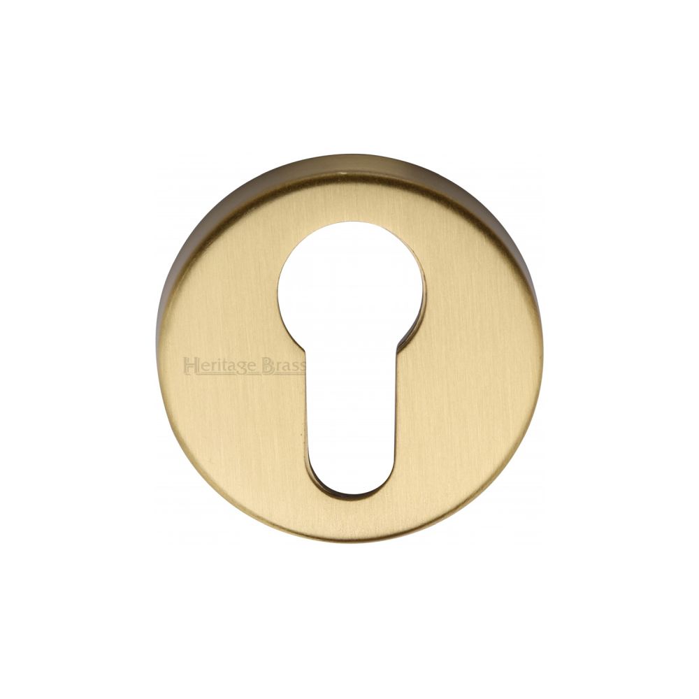 This is an image of a Heritage Brass - Euro Profile Cylinder Escutcheon Satin Brass Finish, v4008-sb that is available to order from T.H Wiggans Ironmongery in Kendal.