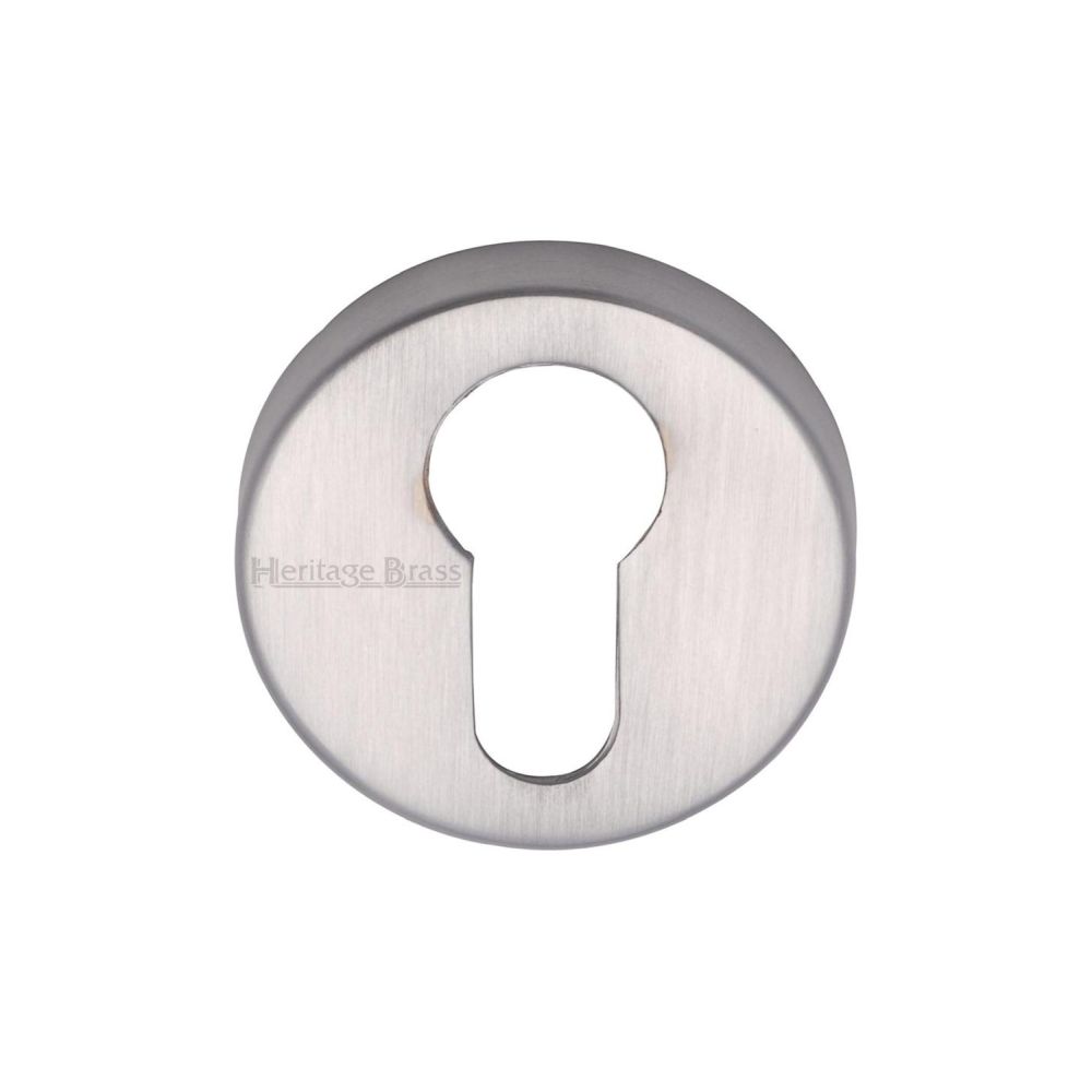 This is an image of a Heritage Brass - Euro Profile Cylinder Escutcheon Satin Chrome Finish, v4008-sc that is available to order from T.H Wiggans Ironmongery in Kendal.