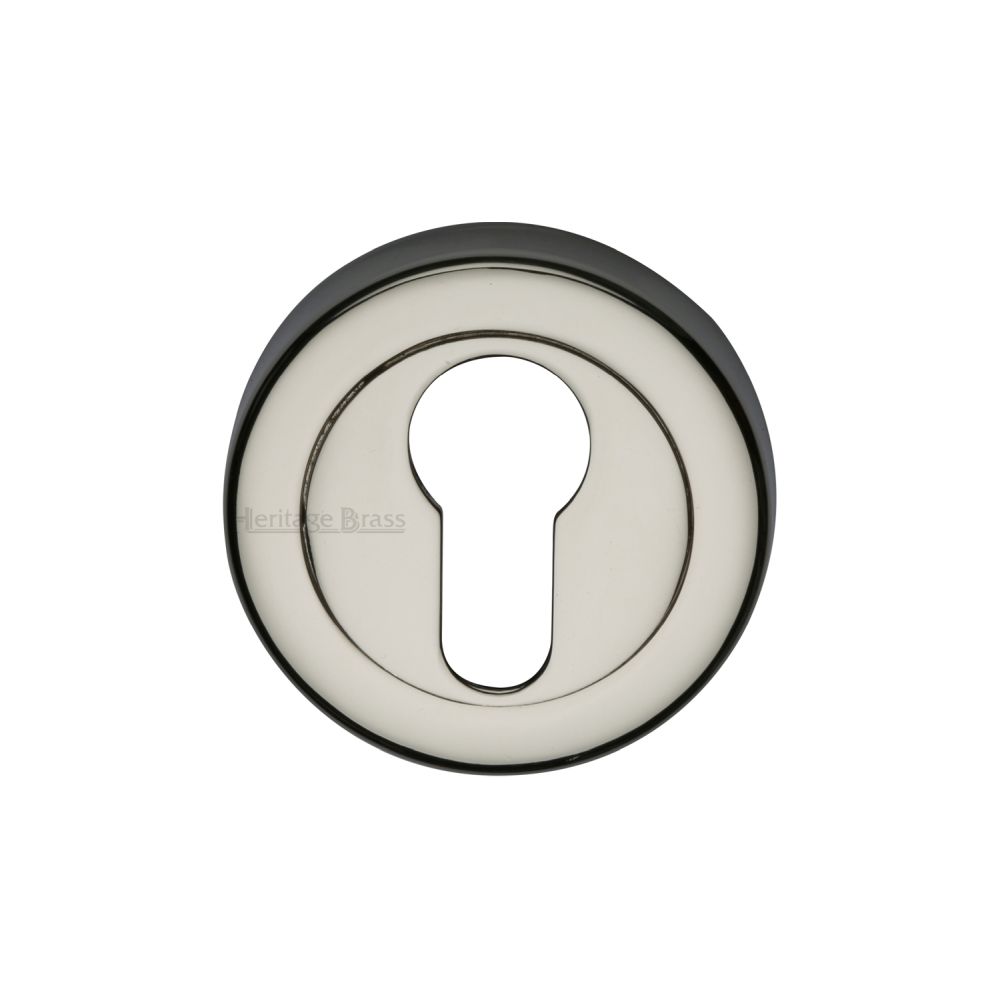 This is an image of a Heritage Brass - Euro Profile Cylinder Escutcheon Polished Nickel Finish, v4020-pnf that is available to order from T.H Wiggans Ironmongery in Kendal.