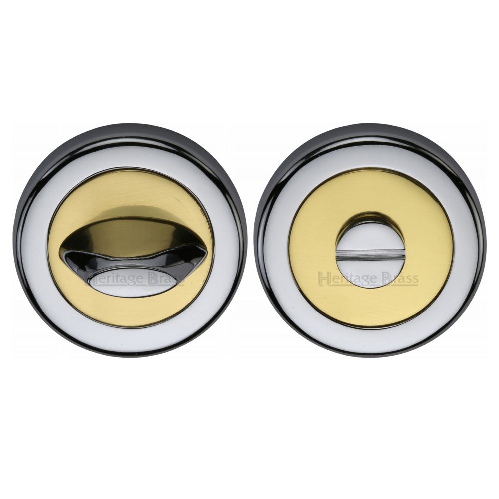 This is an image of a Heritage Brass - Thumbturn & Emergency Release Chrome & Brass Finish, v4043-cb that is available to order from T.H Wiggans Ironmongery in Kendal.