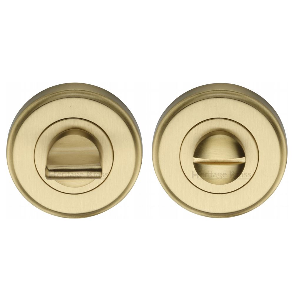 This is an image of a Heritage Brass - Thumbturn & Emergency Release Satin Brass Finish, v4045-sb that is available to order from T.H Wiggans Ironmongery in Kendal.