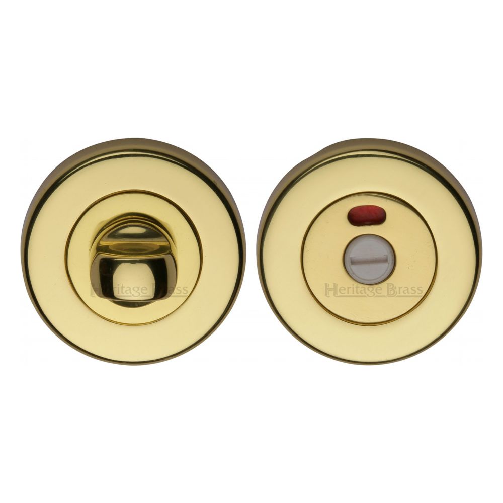 This is an image of a Heritage Brass - Indicator Turn & Release for Bathroom Doors Polished Brass Finish, v4046-pb that is available to order from T.H Wiggans Ironmongery in Kendal.