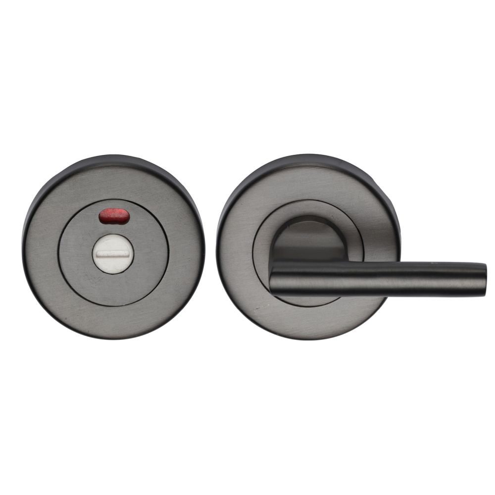 This is an image of a Heritage Brass - Indicator Turn & Release for Bathroom Doors Matt Bronze Finish, v4048-mb that is available to order from T.H Wiggans Ironmongery in Kendal.