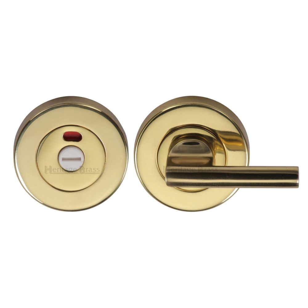 This is an image of a Heritage Brass - Indicator Turn & Release for Bathroom Doors Polished Brass Finish, v4048-pb that is available to order from T.H Wiggans Ironmongery in Kendal.
