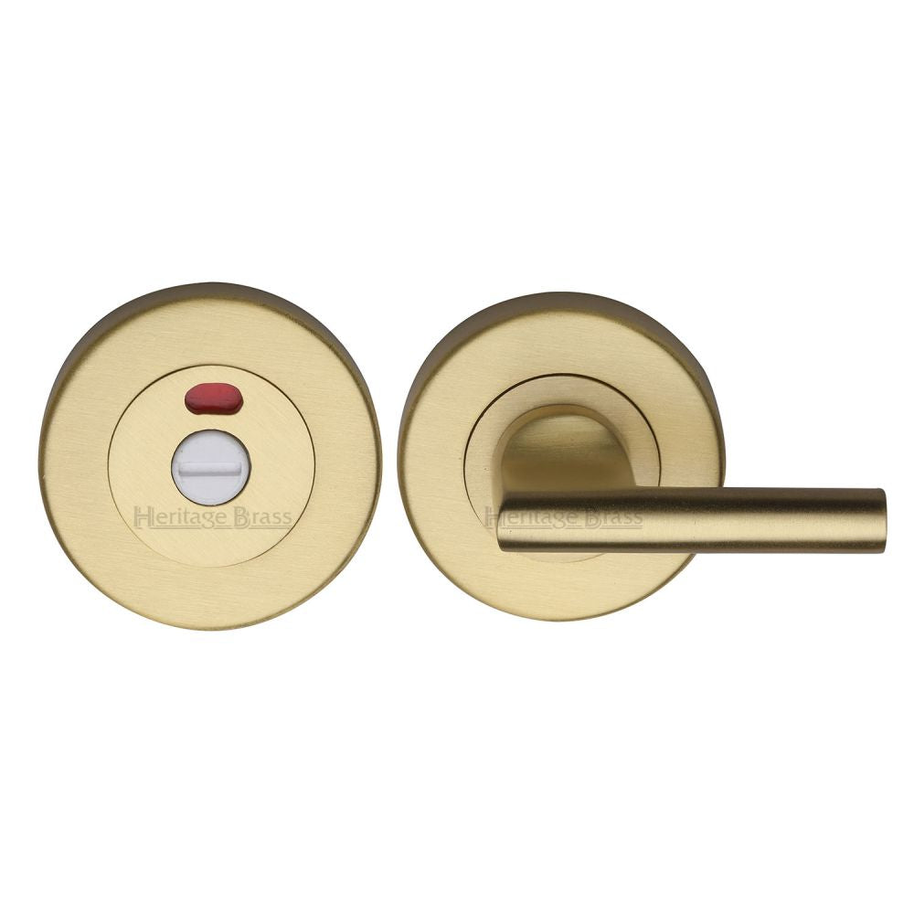 This is an image of a Heritage Brass - Indicator Turn & Release for Bathroom Doors Satin Brass Finish, v4048-sb that is available to order from T.H Wiggans Ironmongery in Kendal.