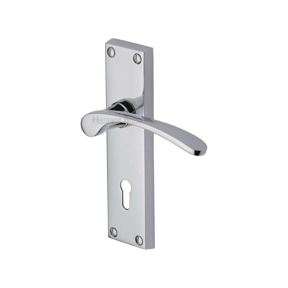 This is an image of a Heritage Brass - Door Handle Lever Lock Sophia Design Polished Chrome Finish, v4130-pc that is available to order from T.H Wiggans Ironmongery in Kendal.