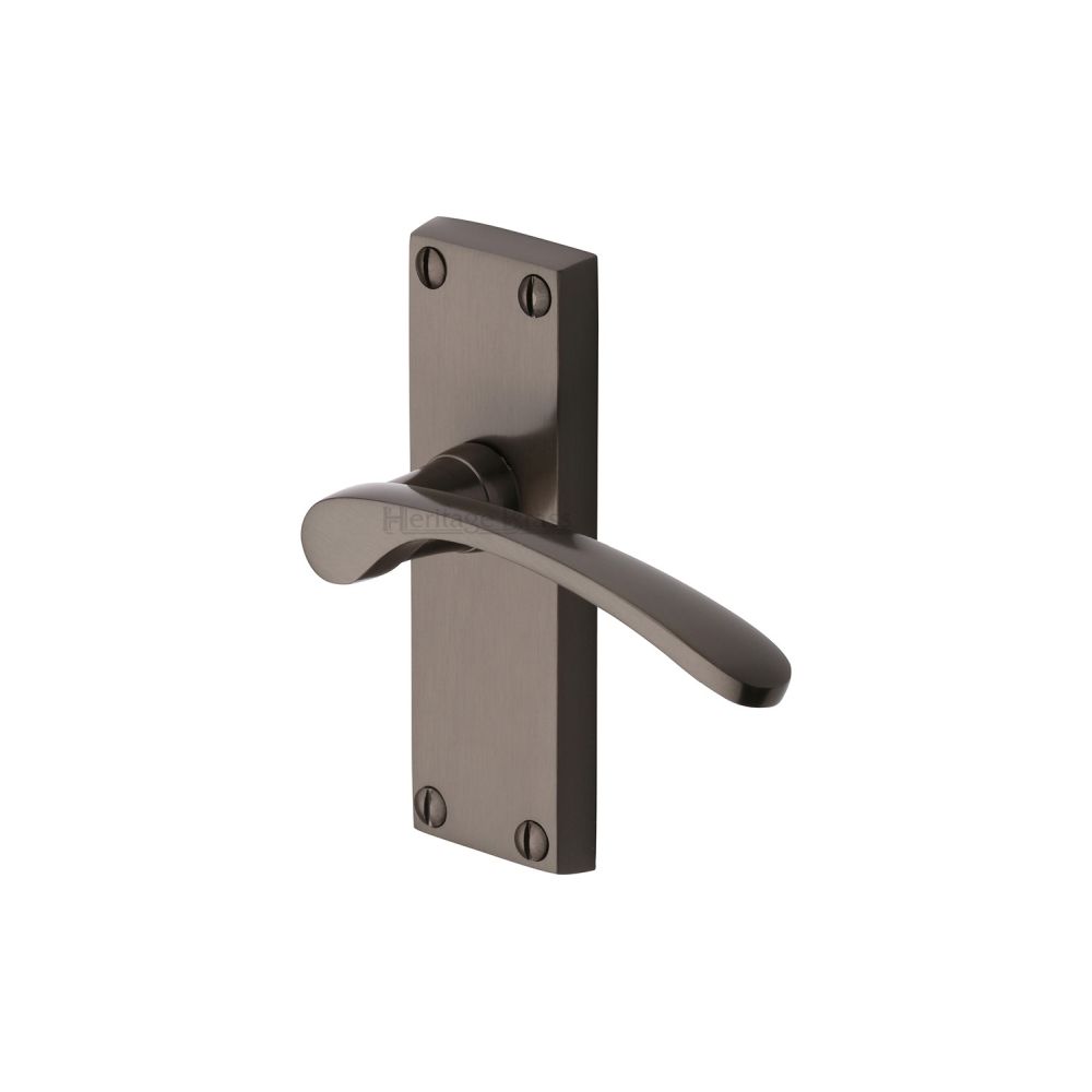 This is an image of a Heritage Brass - Door Handle Lever Latch Sophia Short Design Matt Bronze Finish, v4140-mb that is available to order from T.H Wiggans Ironmongery in Kendal.
