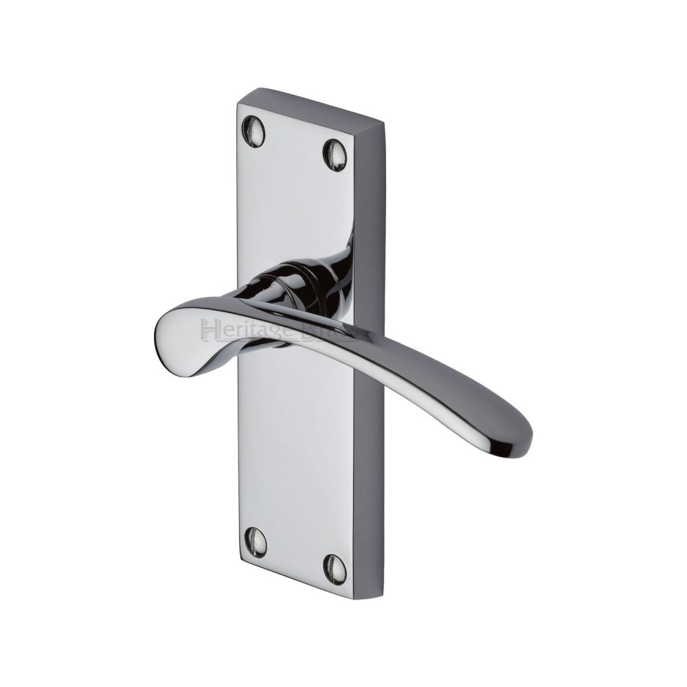 This is an image of a Heritage Brass - Door Handle Lever Latch Sophia Short Design Polished Chrome Finish, v4140-pc that is available to order from T.H Wiggans Ironmongery in Kendal.