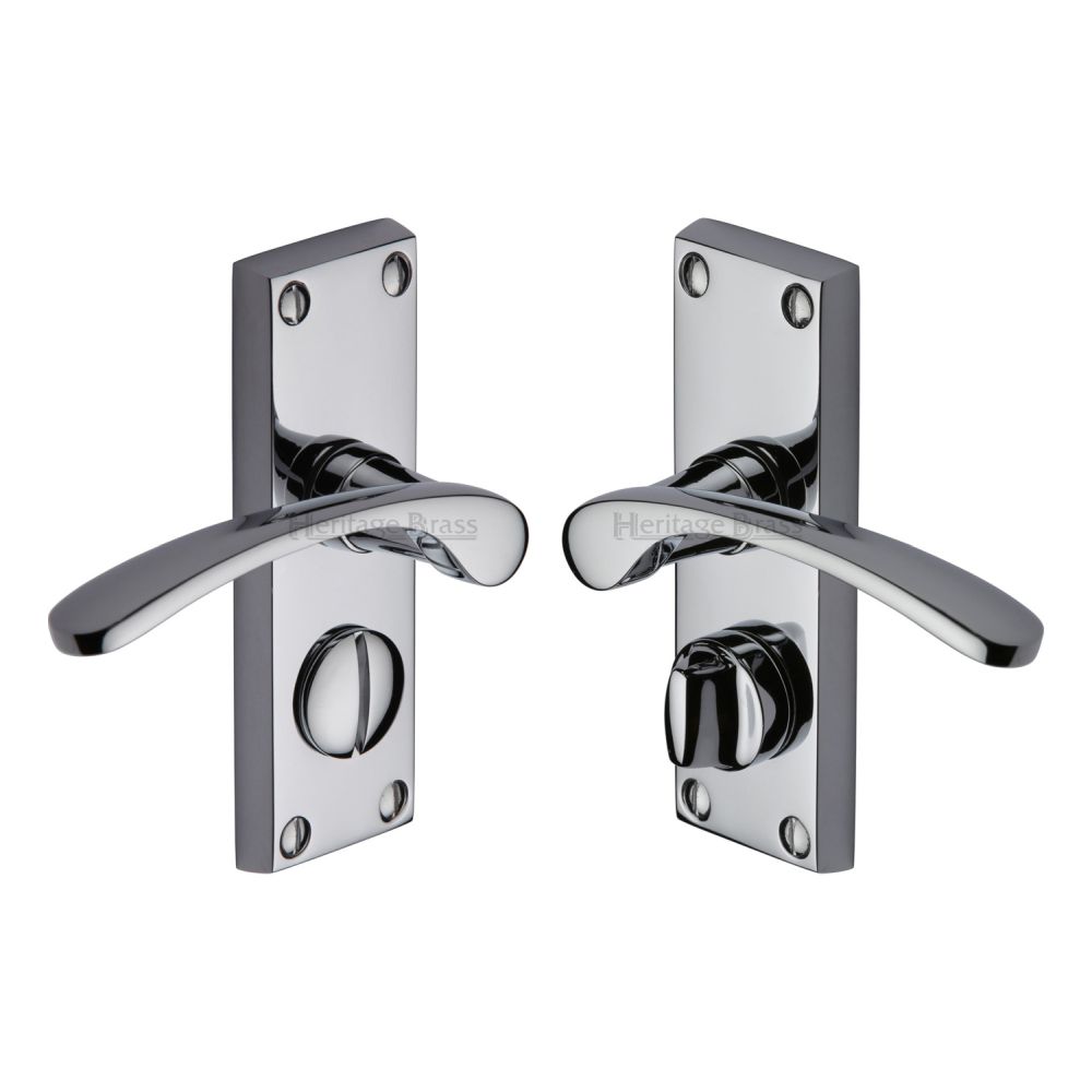 This is an image of a Heritage Brass - Door Handle for Privacy Set Sophia Short Design Polished Chrome Fin, v4144-pc that is available to order from T.H Wiggans Ironmongery in Kendal.
