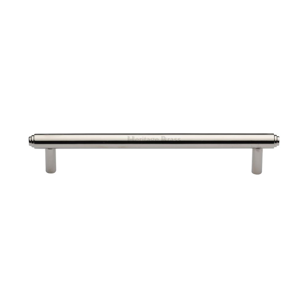 This is an image of a Heritage Brass - Cabinet Pull Stepped Design 160mm CTC Polished Nickel Finish, v4410-160-pnf that is available to order from T.H Wiggans Ironmongery in Kendal.