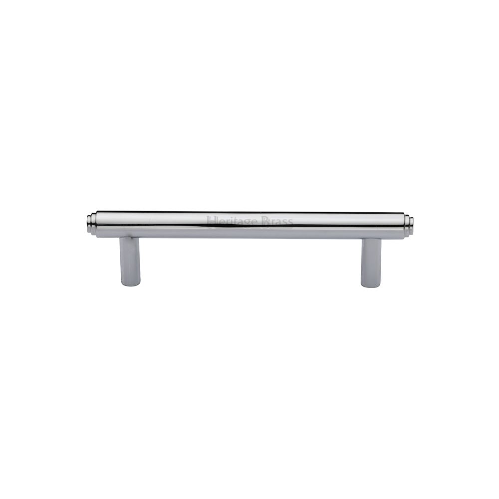 This is an image of a Heritage Brass - Cabinet Pull Stepped Design 96mm CTC Polished Chrome Finish, v4410-96-pc that is available to order from T.H Wiggans Ironmongery in Kendal.