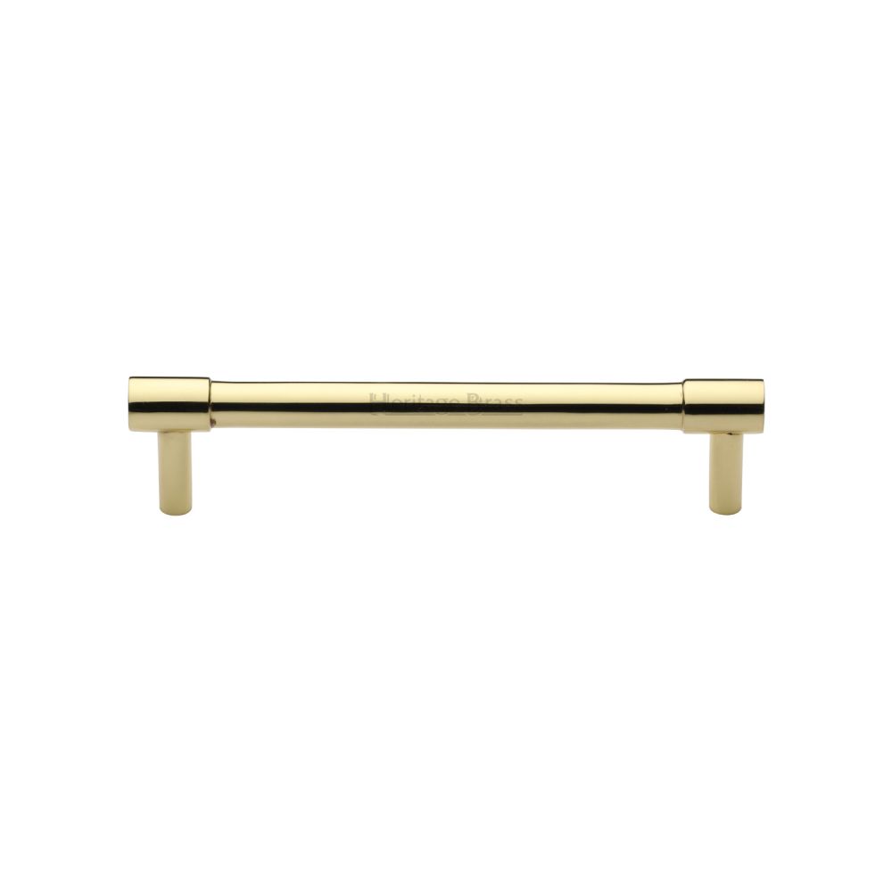 This is an image of a Heritage Brass - Cabinet Pull Phoenix Design 128mm CTC Polished Brass Finish, v4434-128-pb that is available to order from T.H Wiggans Ironmongery in Kendal.