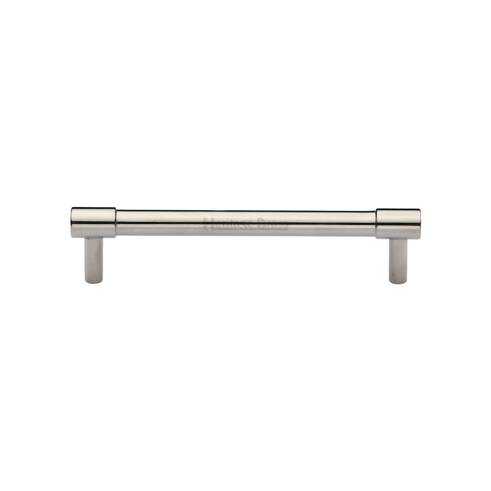 This is an image of a Heritage Brass - Cabinet Pull Phoenix Design 128mm CTC Polished Nickel Finish, v4434-128-pnf that is available to order from T.H Wiggans Ironmongery in Kendal.
