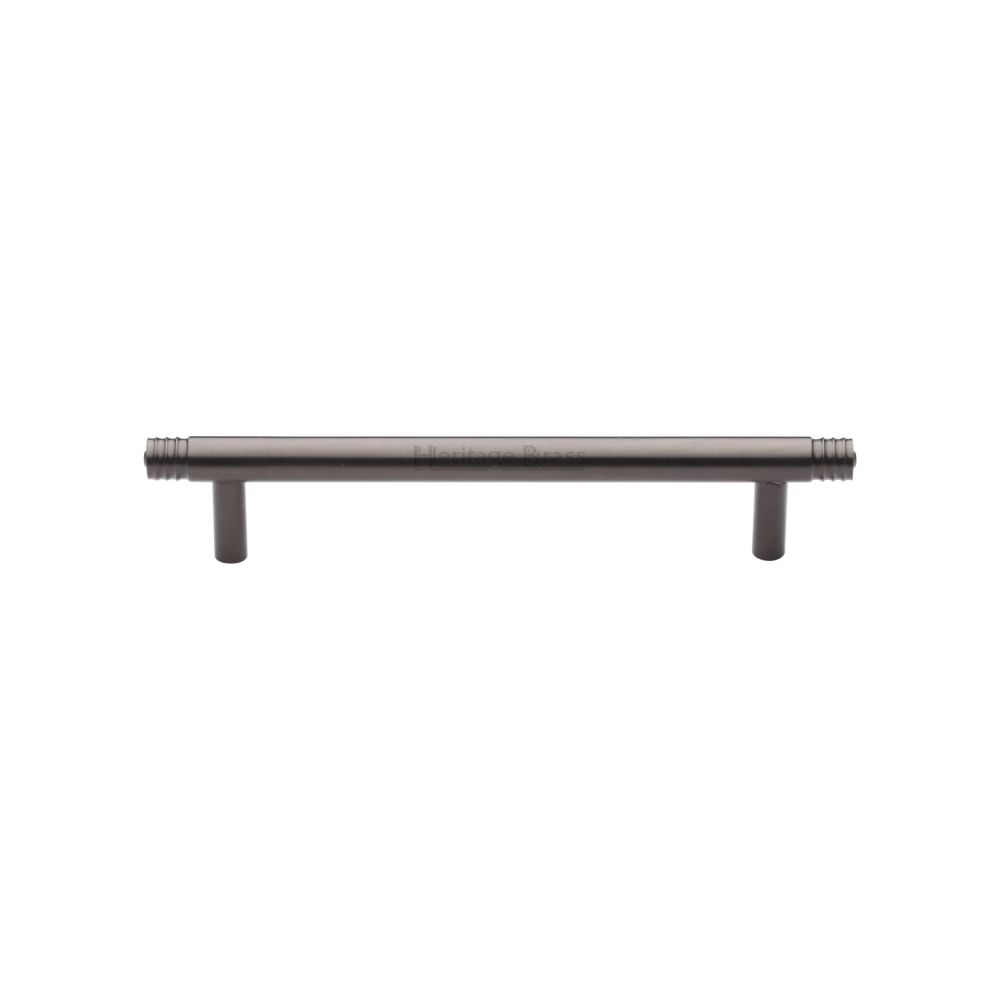 This is an image of a Heritage Brass - Cabinet Pull Contour Design 128mm CTC Matt Bronze Finish, v4446-128-mb that is available to order from T.H Wiggans Ironmongery in Kendal.