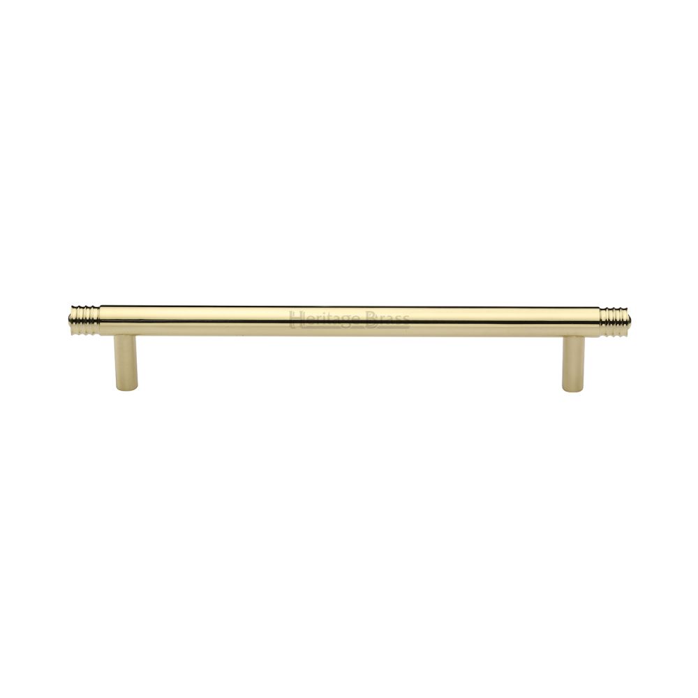 This is an image of a Heritage Brass - Cabinet Pull Contour Design 160mm CTC Polished Brass Finish, v4446-160-pb that is available to order from T.H Wiggans Ironmongery in Kendal.