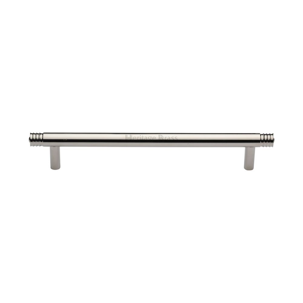 This is an image of a Heritage Brass - Cabinet Pull Contour Design 160mm CTC Polished Nickel Finish, v4446-160-pnf that is available to order from T.H Wiggans Ironmongery in Kendal.