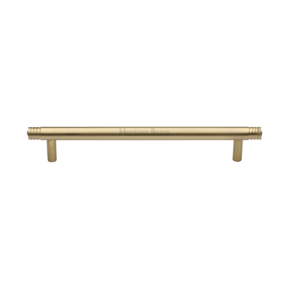 This is an image of a Heritage Brass - Cabinet Pull Contour Design 160mm CTC Satin Brass Finish, v4446-160-sb that is available to order from T.H Wiggans Ironmongery in Kendal.