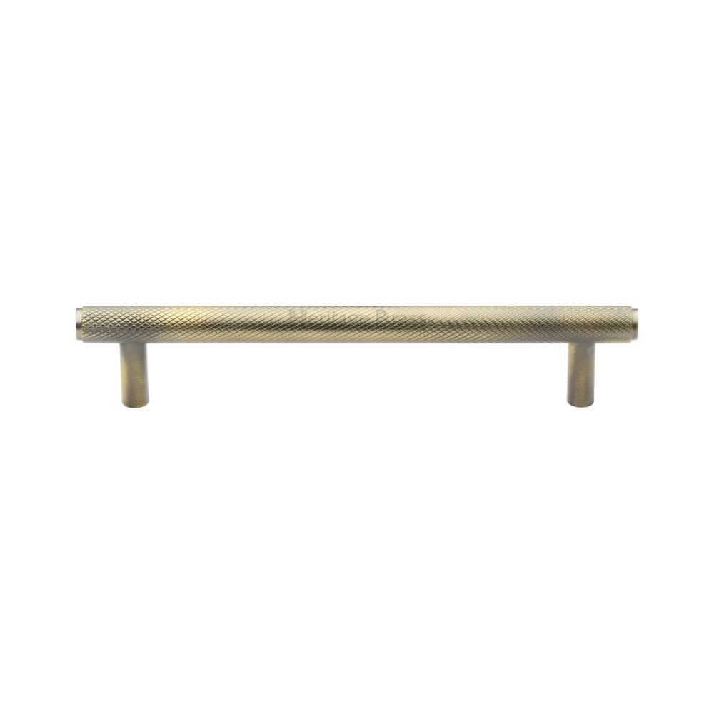 This is an image of a Heritage Brass - Cabinet Pull Knurled Design 160mm CTC Antique Brass Finish, v4458-160-at that is available to order from T.H Wiggans Ironmongery in Kendal.