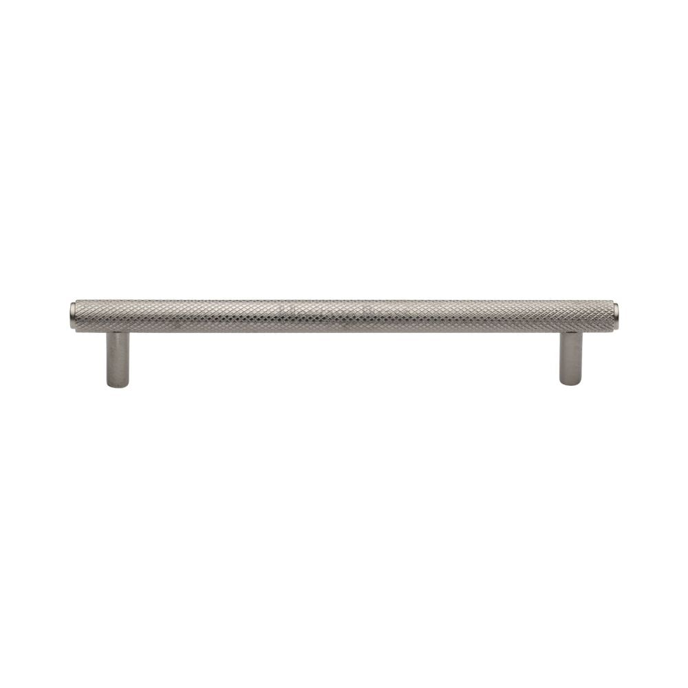 This is an image of a Heritage Brass - Cabinet Pull Knurled Design 160mm CTC Satin Nickel Finish, v4458-160-sn that is available to order from T.H Wiggans Ironmongery in Kendal.