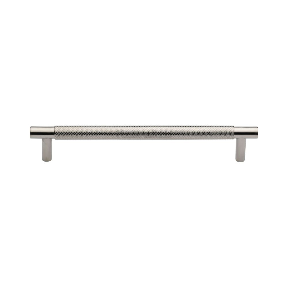 This is an image of a Heritage Brass - Cabinet Pull Partial Knurled Design 160mm CTC Polished Nickel Finis, v4461-160-pnf that is available to order from T.H Wiggans Ironmongery in Kendal.