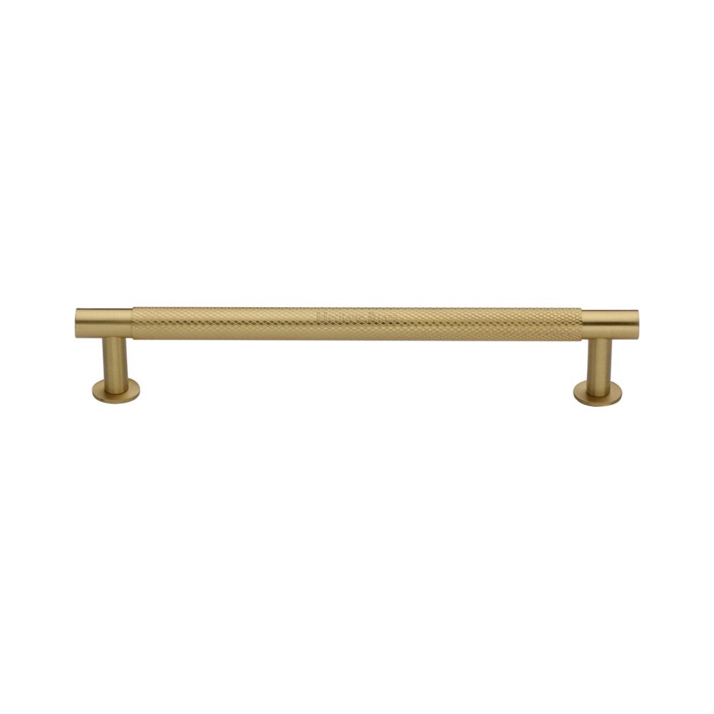 This is an image of a Heritage Brass - Cabinet Pull Partial Knurled Design with Rose 160mm CTC Satin Br, v4462-160-sb that is available to order from T.H Wiggans Ironmongery in Kendal.