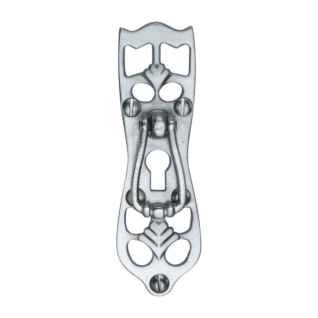 This is an image of a Heritage Brass - Cabinet Pull Ornate Design Satin Chrome Finish, v5023-sc that is available to order from T.H Wiggans Ironmongery in Kendal.
