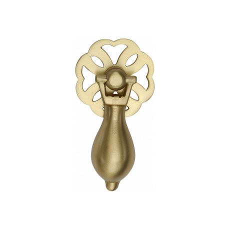 This is an image of a Heritage Brass - Cabinet Drop Pull Satin Brass Finish, v5025-sb that is available to order from T.H Wiggans Ironmongery in Kendal.