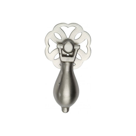 This is an image of a Heritage Brass - Cabinet Drop Pull Satin Nickel Finish, v5025-sn that is available to order from T.H Wiggans Ironmongery in Kendal.