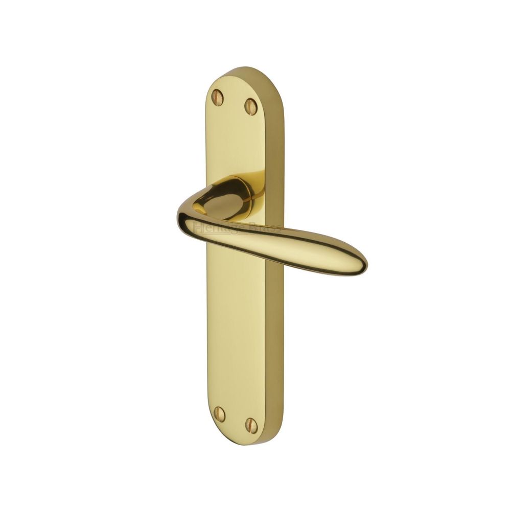 This is an image of a Heritage Brass - Door Handle Lever Latch Sutton Design Polished Brass Finish, v6054-pb that is available to order from T.H Wiggans Ironmongery in Kendal.