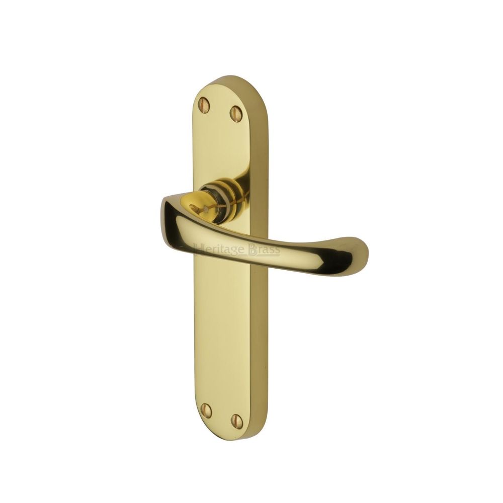 This is an image of a Heritage Brass - Door Handle Lever Latch Gloucester Design Polished Brass Finish, v6060-pb that is available to order from T.H Wiggans Ironmongery in Kendal.