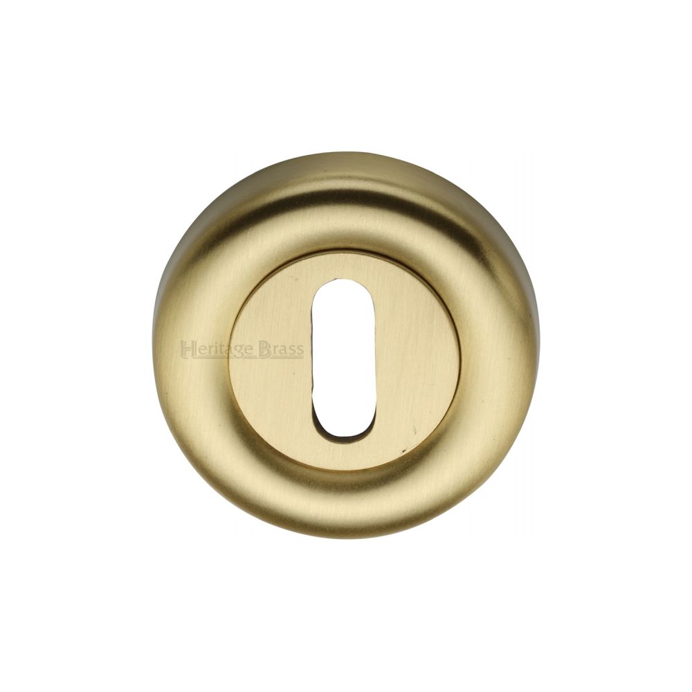 This is an image of a Heritage Brass - Key Escutcheon Satin Brass Finish, v6722-sb that is available to order from T.H Wiggans Ironmongery in Kendal.
