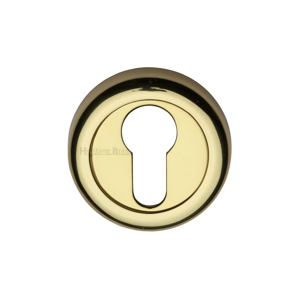 This is an image of a Heritage Brass - Euro Profile Cylinder Escutcheon Polished Brass Finish, v6724-pb that is available to order from T.H Wiggans Ironmongery in Kendal.
