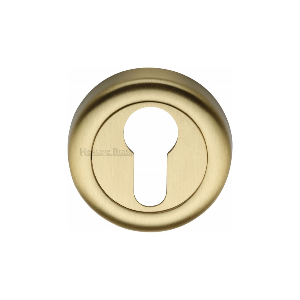 This is an image of a Heritage Brass - Euro Profile Cylinder Escutcheon Satin Brass Finish, v6724-sb that is available to order from T.H Wiggans Ironmongery in Kendal.