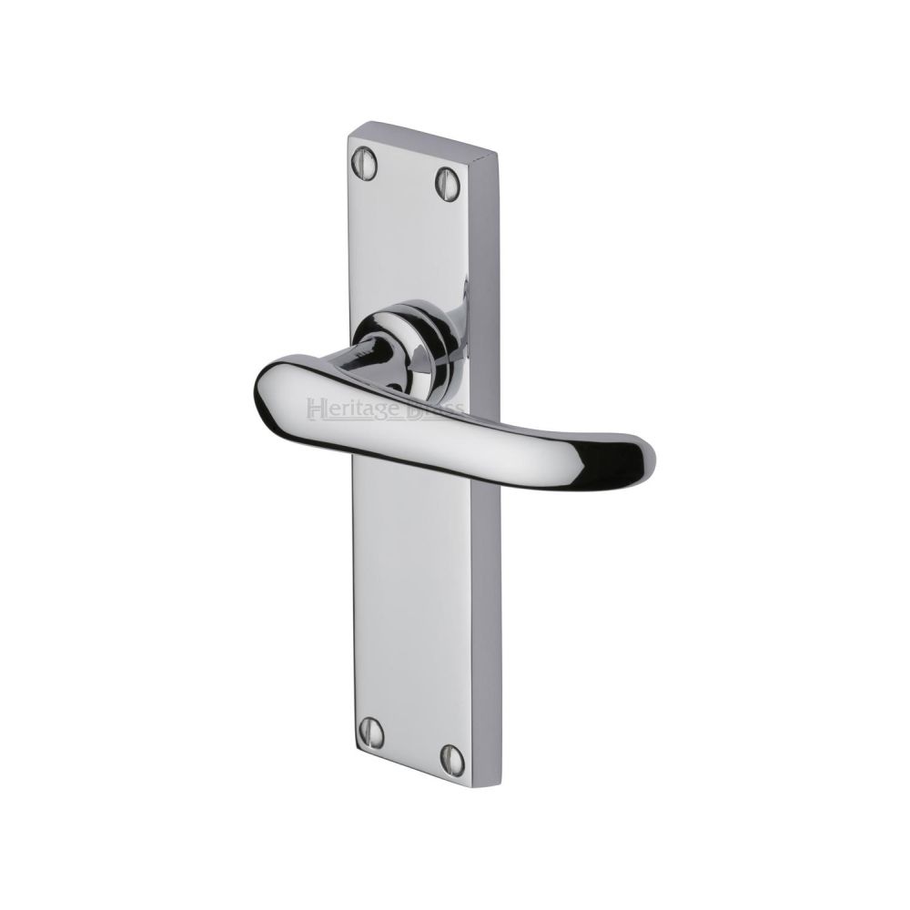 This is an image of a Heritage Brass - Door Handle Lever Latch Windsor Design Polished Chrome Finish, v713-pc that is available to order from T.H Wiggans Ironmongery in Kendal.