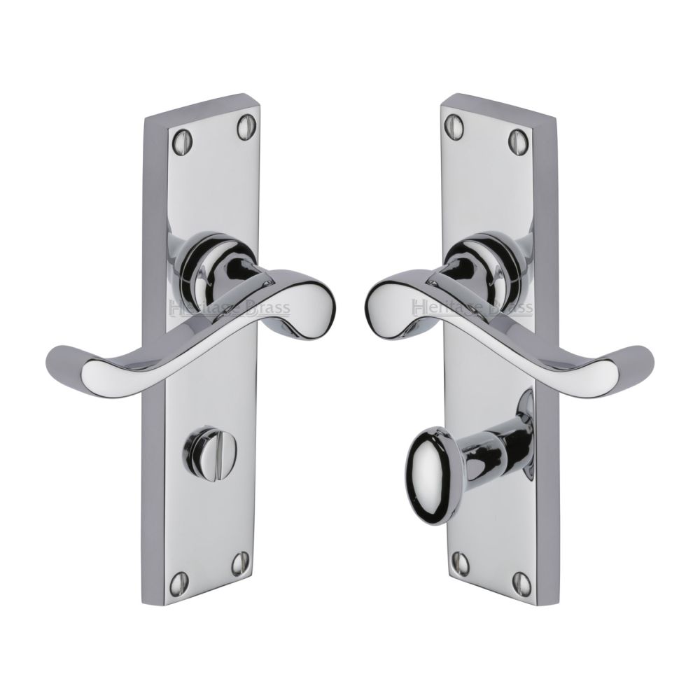 This is an image of a Heritage Brass - Door Handle for Bathroom Bedford Design Polished Chrome Finish, v815-pc that is available to order from T.H Wiggans Ironmongery in Kendal.