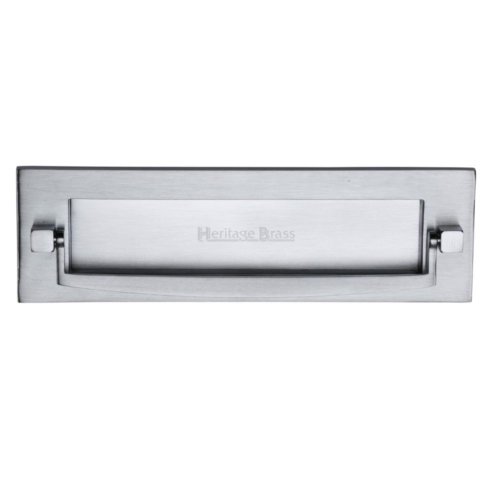 This is an image of a Heritage Brass - Postal Knocker 254 x 79mm - Satin Chrome Finish, v830-sc that is available to order from T.H Wiggans Ironmongery in Kendal.